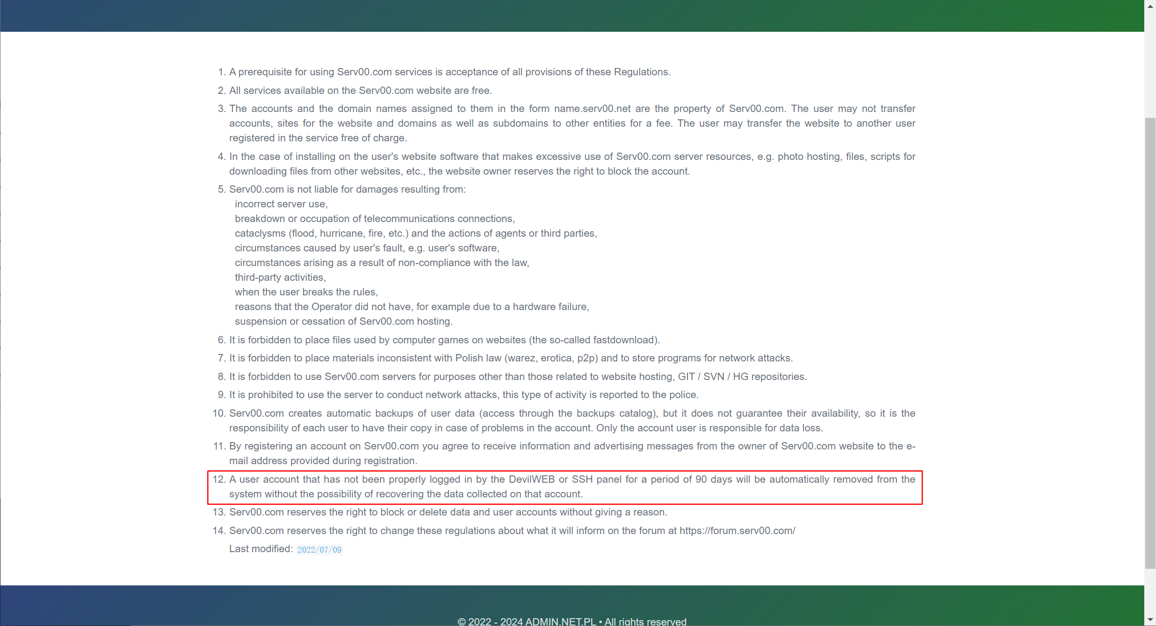 免费十年云主机serv00